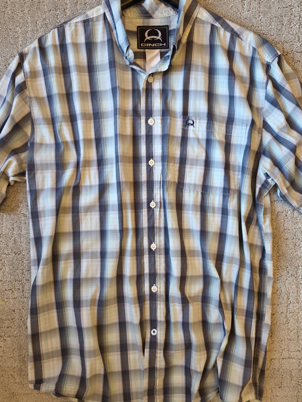 Cinch Men's Plaid Short Sleeve Western Button Down Shirt (Size Large)